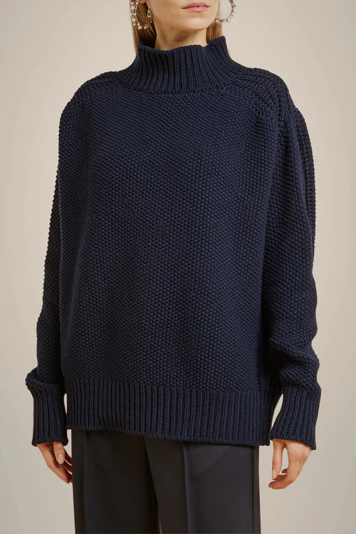 Maglia collo alto in cashmere riciclato